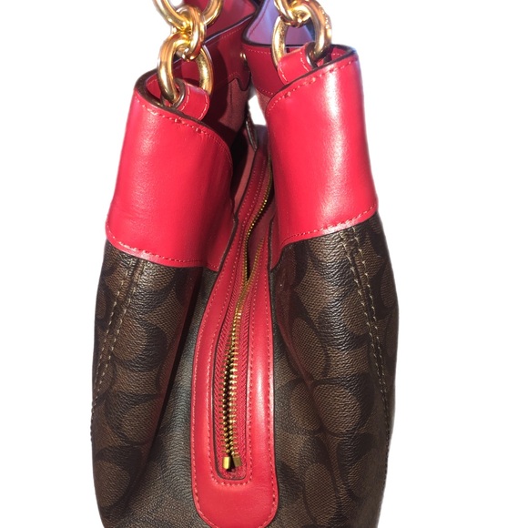 Coach Lexy Shoulder Bag Purse F27972 Signature Canvas Brown Leather Valentine - Picture 3 of 9